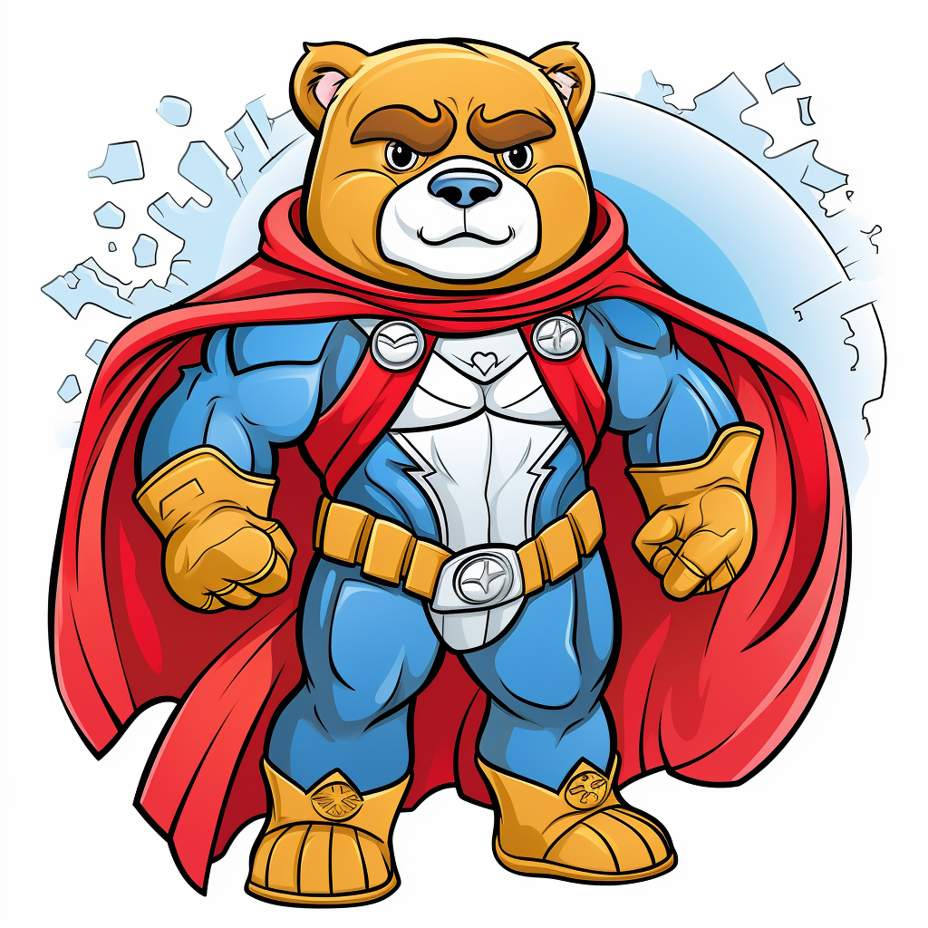 Coloring Page - Animal - Superhero Bear 1